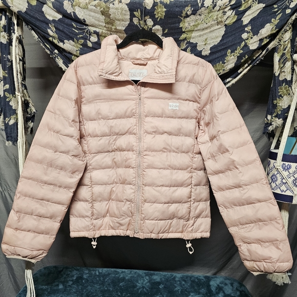 Levi's Retro Sepia Rose Packable Down Puffer Coat size Medium - Picture 2 of 13